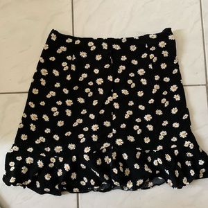 Black floral mini skirt